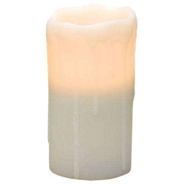 White Dripped Pillar Candle 6 inch - The Fox Decor